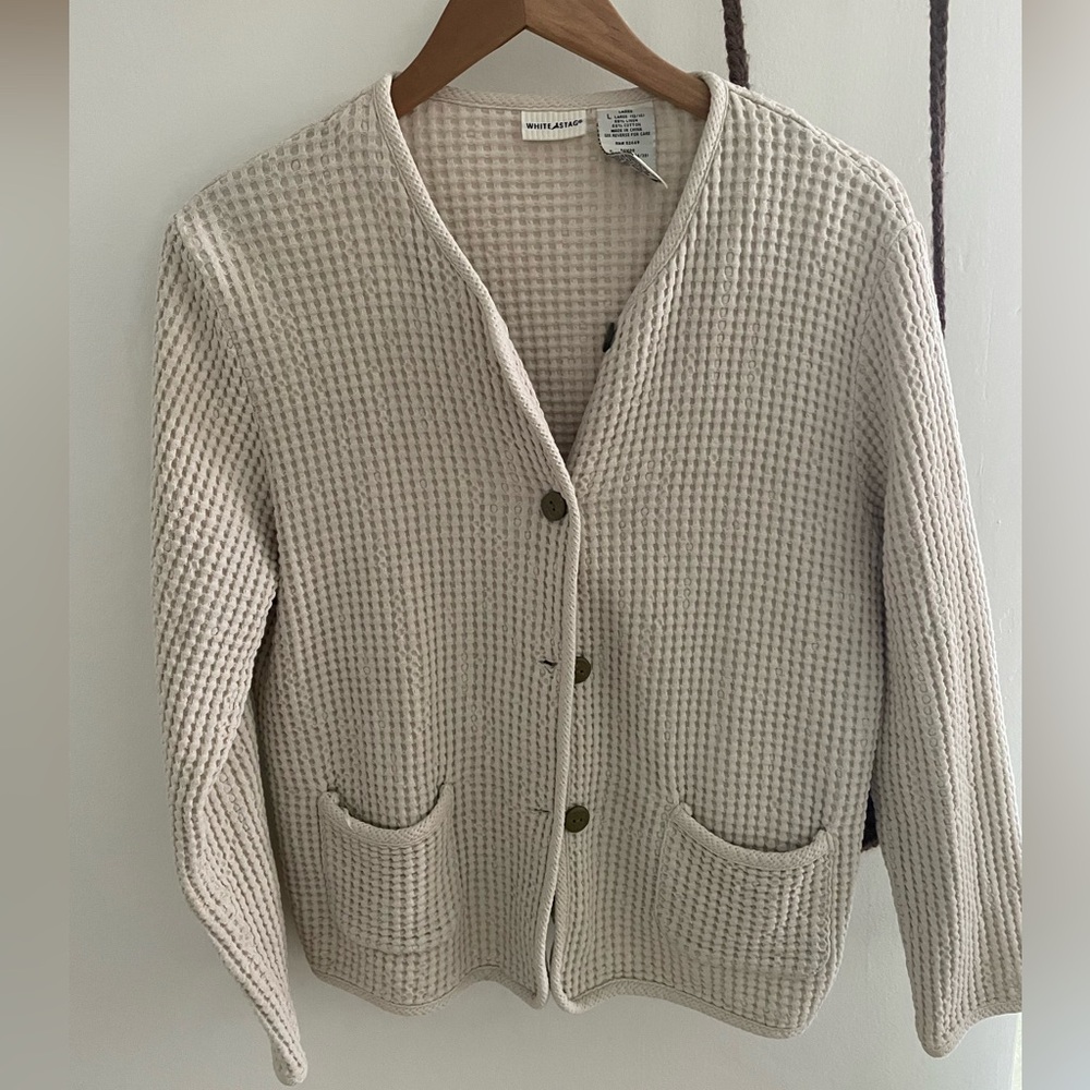 Cotton & linen blend waffle knit jacket🌾